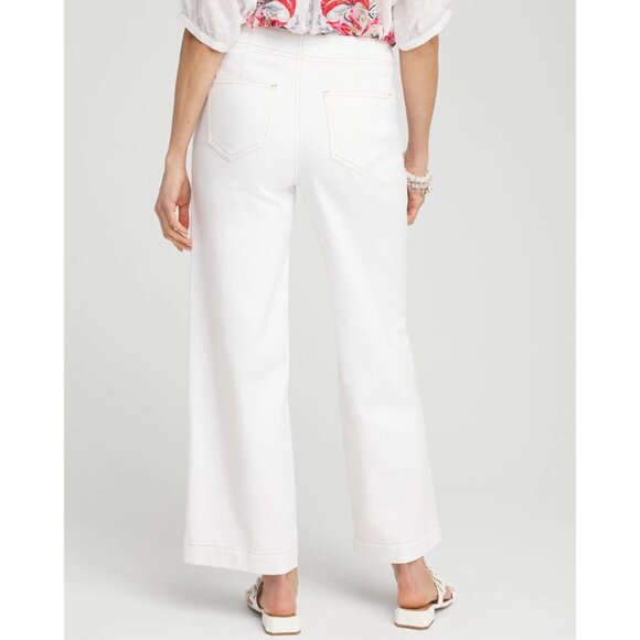 NWT Chico's Womens Petite Size 10 10P No Stain Pull-On Wide Leg Cropped Jean NEW - Picture 3 of 4
